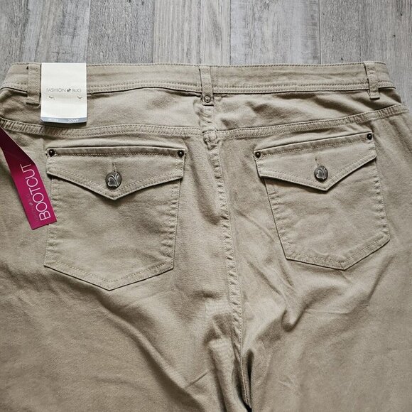 VTG Fashion Bug Khaki Pants Bootcut Tan Plus Size 20WP Pork chop Pockets - Picture 6 of 11